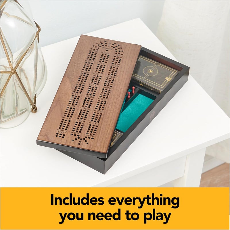 Spin Master Games Legacy Deluxe Cribbage Classic Game with Lined Wooden Case and Colored Metal Movers, Family Game for 2 to 4 Players Ages 8 and up - Image 3